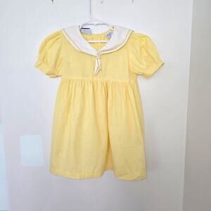 Vintage Sprockets Sailor Dress Size 4T Yellow Embroidered Cotton Nautical